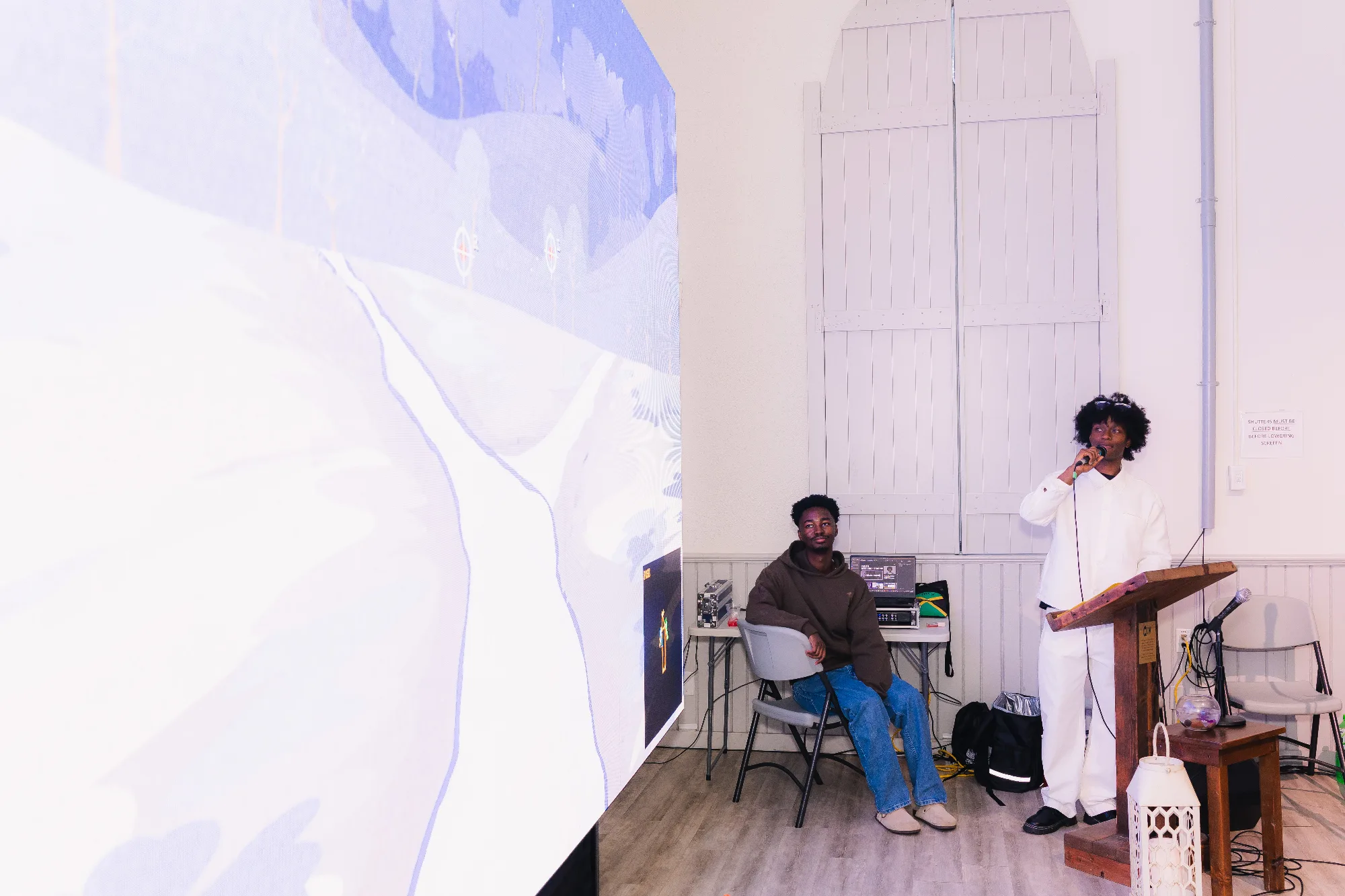 At a showcase of an interactive experience that we built.